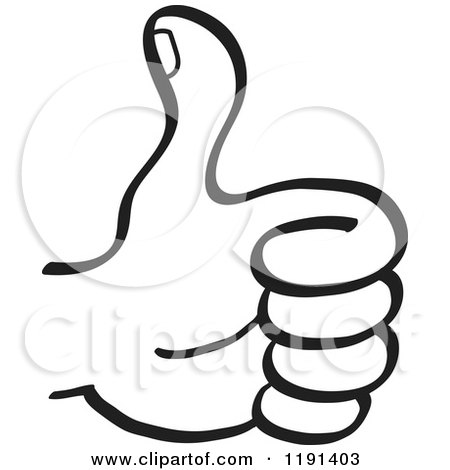 Clipart of a Black and White Hand Holding a Thumb up - Royalty Free Vector Illustration by Zooco