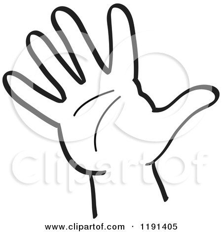 Clipart of a Black and White Hand Waving - Royalty Free Vector Illustration by Zooco
