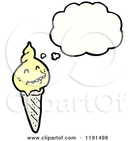Cartoon of an Ice Cream Cone Thinking - Royalty Free Vector Illustration by lineartestpilot