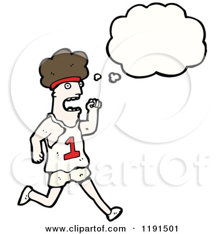 Cartoon of a Running Man Thinking - Royalty Free Vector Illustration by lineartestpilot