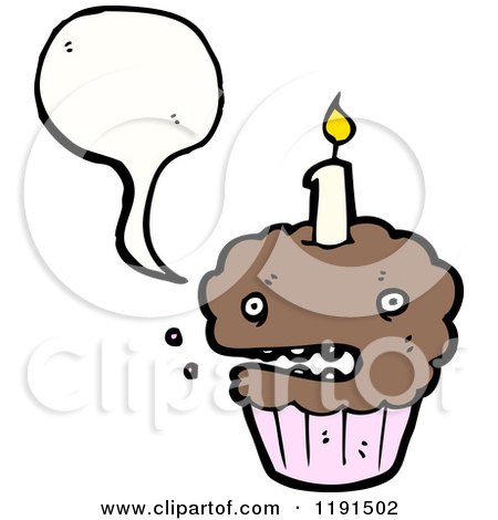 Cartoon of a Chocolate Cupcake Speaking - Royalty Free Vector Illustration by lineartestpilot