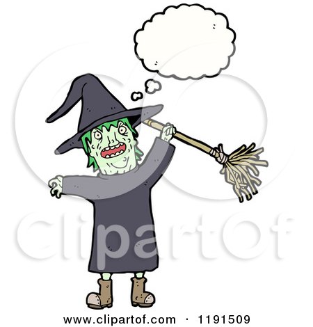 Cartoon of a Witch Thinking - Royalty Free Vector Illustration by lineartestpilot