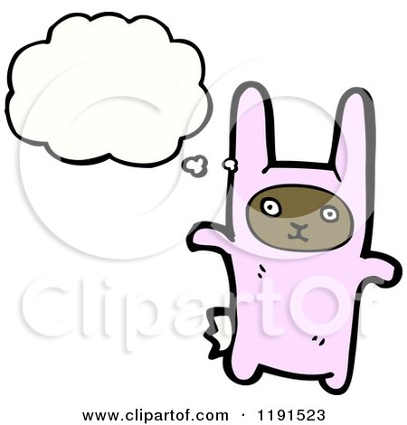 Cartoon of a Pink Bunny Thinking - Royalty Free Vector Illustration by lineartestpilot
