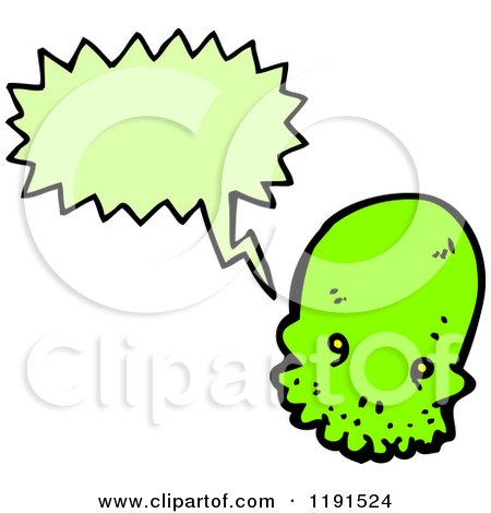 Cartoon of a Green Skull Speaking - Royalty Free Vector Illustration by lineartestpilot
