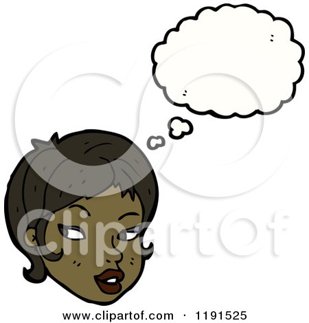 Cartoon of a Black Girl Thinking - Royalty Free Vector Illustration by lineartestpilot