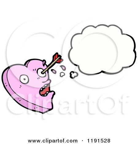 Cartoon of a Valentine Heart with an Arrow in the Eye Thinking - Royalty Free Vector Illustration by lineartestpilot