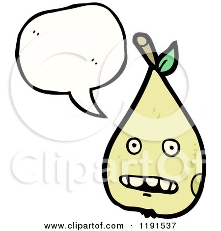 Cartoon of a Green Pear Speaking - Royalty Free Vector Illustration by lineartestpilot