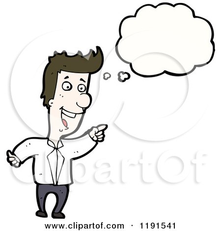 Cartoon of a Man in a White Jacket Thinking - Royalty Free Vector Illustration by lineartestpilot