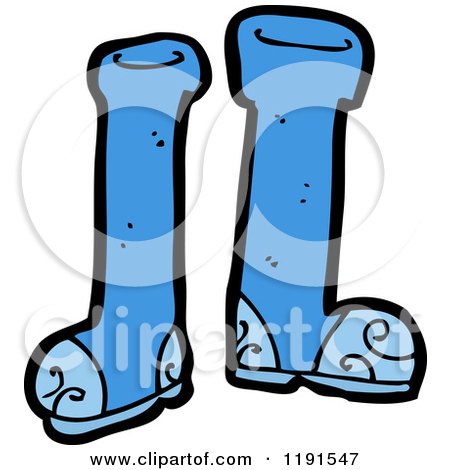 Cartoon of a Pair of Blue Boots - Royalty Free Vector Illustration by lineartestpilot
