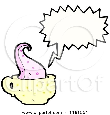 Cartoon of a Tentacle in a Coffee Cup Speaking - Royalty Free Vector Illustration by lineartestpilot