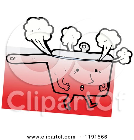 Cartoon of a Steaming Pan - Royalty Free Vector Illustration by lineartestpilot