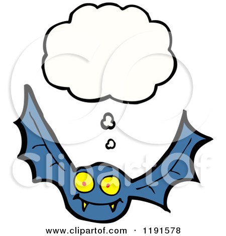 Cartoon of a Bat Thinking - Royalty Free Vector Illustration by lineartestpilot