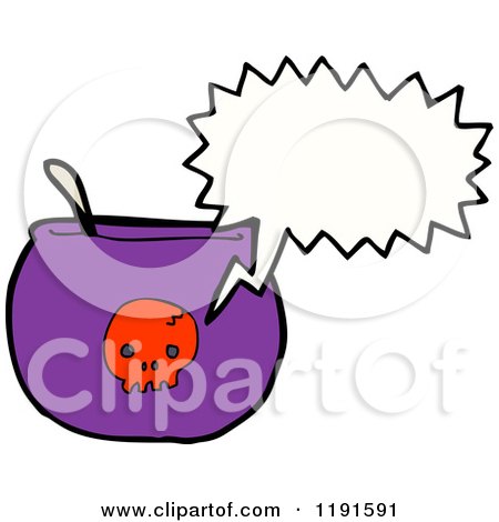 Cartoon of a Skull on a Bowl Speaking - Royalty Free Vector Illustration by lineartestpilot
