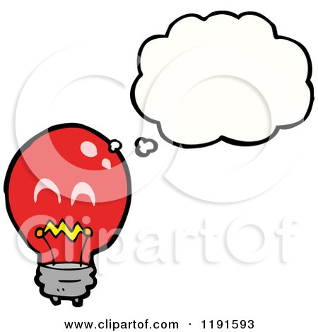 Cartoon of a Lightbulb Thinking - Royalty Free Vector Illustration by lineartestpilot
