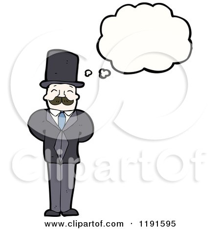 Cartoon of a Man in a Top Hat Thinking - Royalty Free Vector Illustration by lineartestpilot