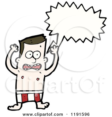 Cartoon of a Man in Swim Trunks Speaking - Royalty Free Vector Illustration by lineartestpilot