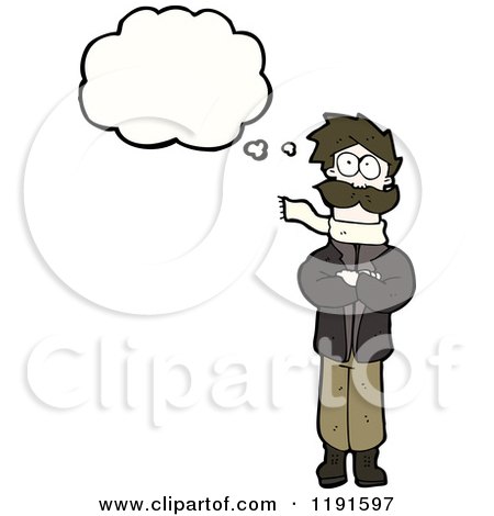 Cartoon of an Avaitor Thinking - Royalty Free Vector Illustration by lineartestpilot