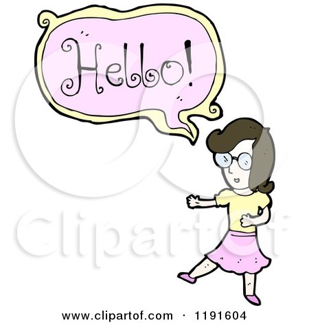 Cartoon of a Girl Saying Hello - Royalty Free Vector Illustration by lineartestpilot
