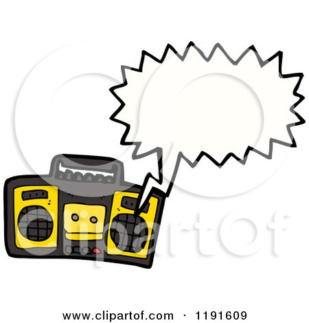Cartoon of a Boom Box Speaking - Royalty Free Vector Illustration by lineartestpilot
