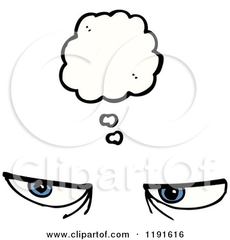 Cartoon of a Pair of Eyes Thinking - Royalty Free Vector Illustration by lineartestpilot
