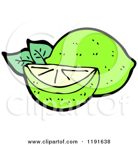 Cartoon of a Lime And Slice - Royalty Free Vector Illustration by lineartestpilot