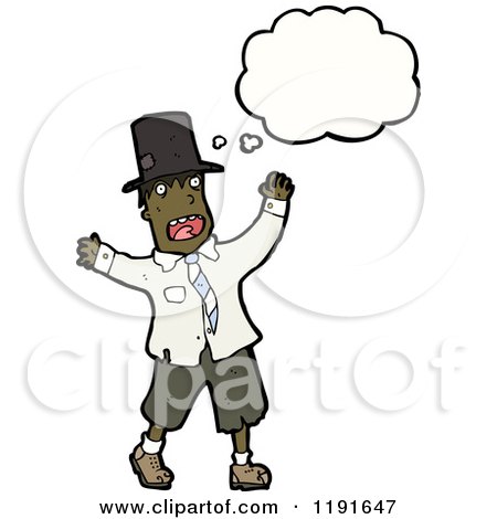 Cartoon of an African American Hobo Thinking - Royalty Free Vector Illustration by lineartestpilot