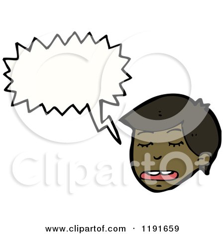 Cartoon of a Black Boy Speaking - Royalty Free Vector Illustration by lineartestpilot