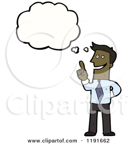Cartoon of an African American Man in a Suit Thinking - Royalty Free Vector Illustration by lineartestpilot