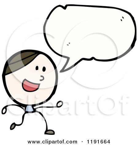 Cartoon of a Stick Boy Speaking - Royalty Free Vector Illustration by lineartestpilot
