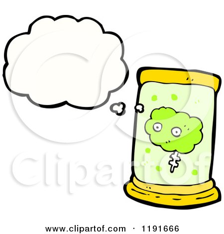Cartoon of a Brain in a Speciman Jar - Royalty Free Vector Illustration by lineartestpilot