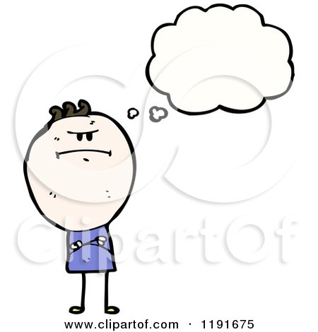 Cartoon of a Stick Boy Thinking - Royalty Free Vector Illustration by lineartestpilot