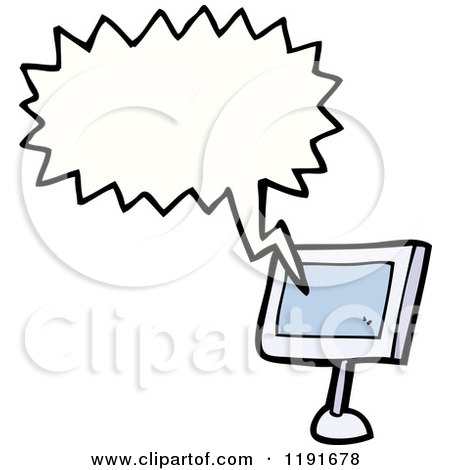 Cartoon of a Computer Monitor Speaking - Royalty Free Vector Illustration by lineartestpilot