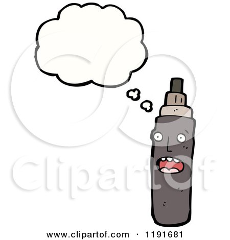 Cartoon of a Spraypaint Can Thinking - Royalty Free Vector Illustration by lineartestpilot