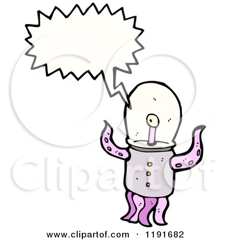 Cartoon of an Alien with Tentacles Speaking - Royalty Free Vector Illustration by lineartestpilot