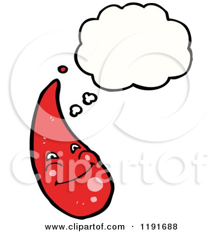 Cartoon of a Red Drop Thinking - Royalty Free Vector Illustration by lineartestpilot