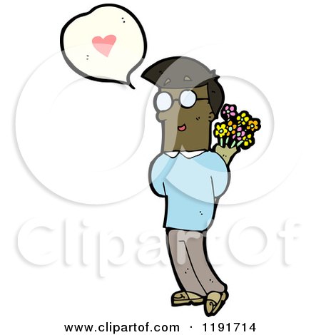 Cartoon of an African American Man in Love Speaking - Royalty Free Vector Illustration by lineartestpilot