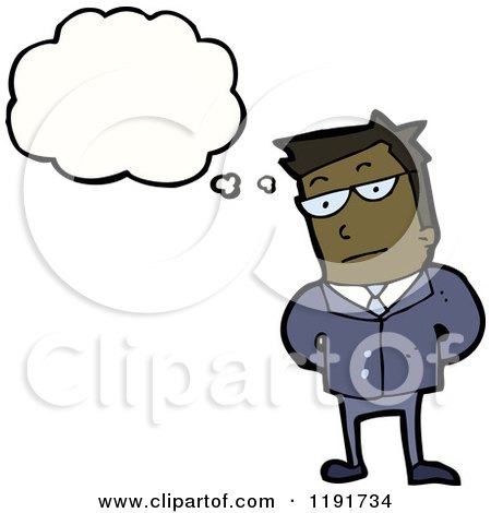 Cartoon of an African American Man Thinking - Royalty Free Vector Illustration by lineartestpilot