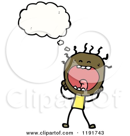 Cartoon of a Stick Girl Thinking - Royalty Free Vector Illustration by lineartestpilot