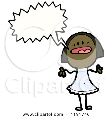 Cartoon of a Black Stick Girl Speaking - Royalty Free Vector Illustration by lineartestpilot