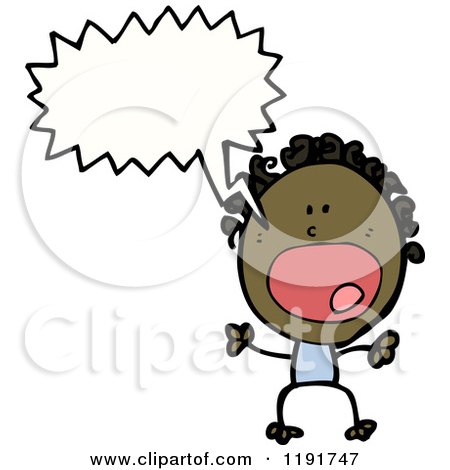 Cartoon of a Black Stick Person Speaking - Royalty Free Vector Illustration by lineartestpilot