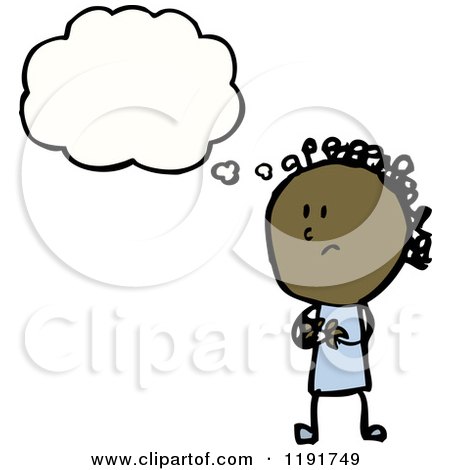 Cartoon of a Stick Girl Thinking - Royalty Free Vector Illustration by lineartestpilot