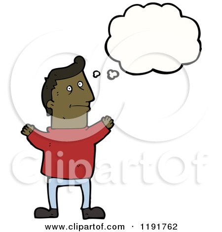 Cartoon of an African American Man Thinking - Royalty Free Vector Illustration by lineartestpilot