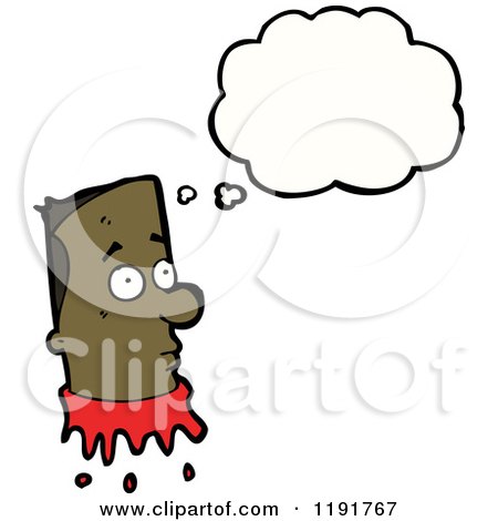 Cartoon of an African American Man's Bloody Head Thinking - Royalty Free Vector Illustration by lineartestpilot