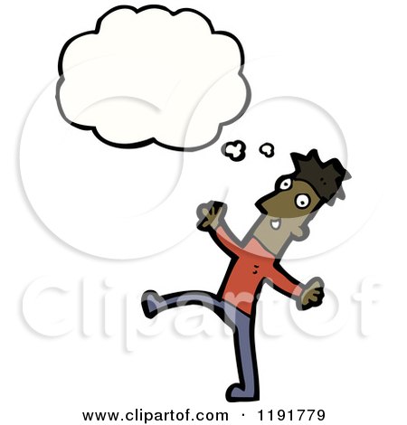 Cartoon of an African American Man Thinking - Royalty Free Vector Illustration by lineartestpilot