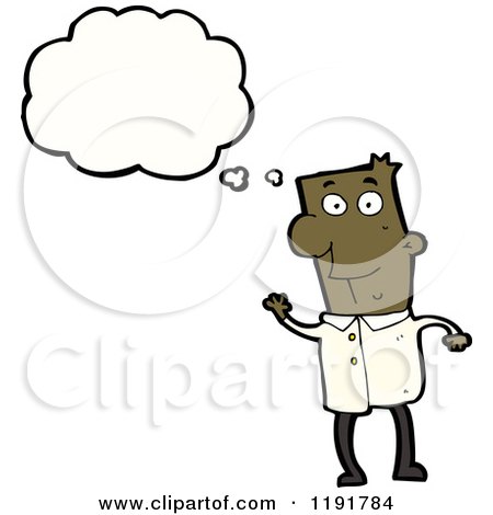 Cartoon of an African American Man Thinking - Royalty Free Vector Illustration by lineartestpilot