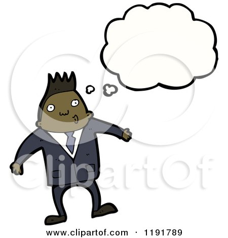 Cartoon of an African American Man in a Suit Thinking - Royalty Free Vector Illustration by lineartestpilot