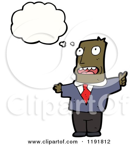 Cartoon of an African American Man in a Suit Thinking - Royalty Free Vector Illustration by lineartestpilot