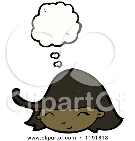 Cartoon of a Black Woman Thinking - Royalty Free Vector Illustration by lineartestpilot