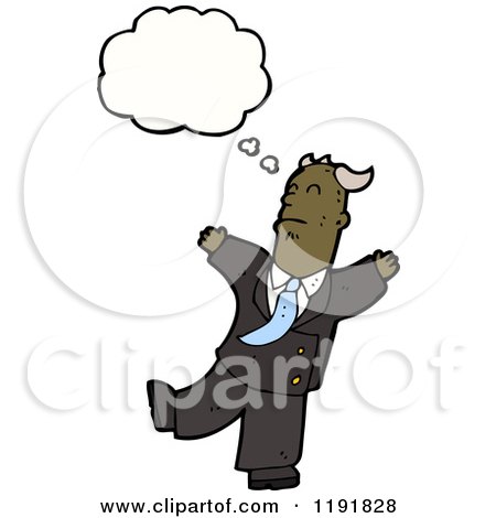 Cartoon of an African American Man Thinking - Royalty Free Vector Illustration by lineartestpilot