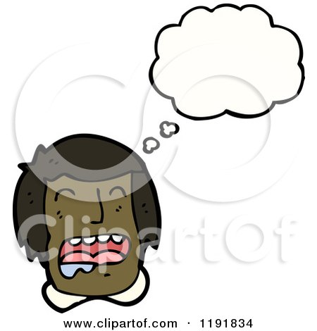 Cartoon of a Crying African American Boy Thinking - Royalty Free Vector Illustration by lineartestpilot